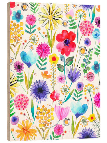 Tableau en bois Colourful Spring Garden Flowers