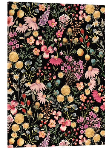 Stampa su vetro acrilico Dark Floral Botanical