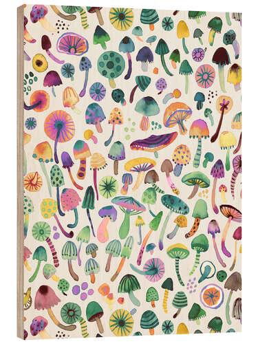 Obraz na drewnie Mushrooms Psychedelic Trippy Forest