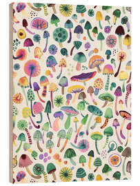 Obraz na drewnie Mushrooms Psychedelic Trippy Forest