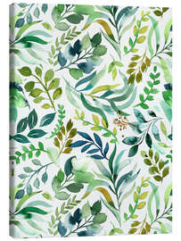 Stampa su tela Green Watercolour Plants Leaves - Ninola Design