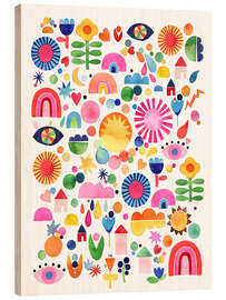 Print på træ Colourful world life - Ninola Design