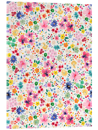 Stampa su vetro acrilico Millefleurs Colourful Flowers Pink