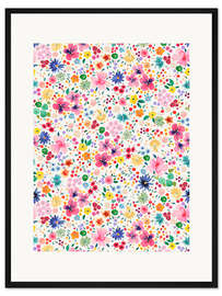 Gerahmter Kunstdruck Millefleurs Bunte Blumen