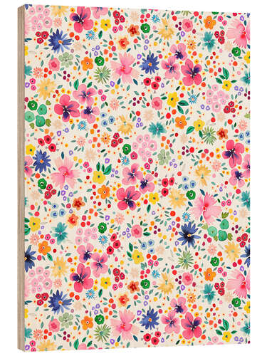 Holzbild Millefleurs Bunte Blumen