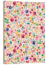 Holzbild Millefleurs Bunte Blumen - Ninola Design