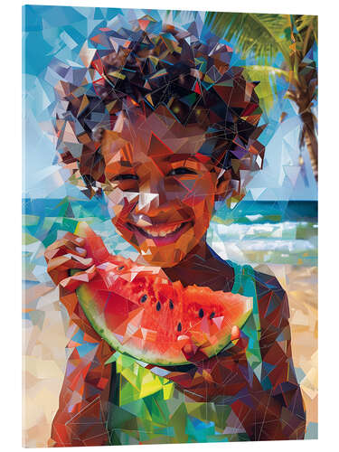Akryylilasitaulu Watermelon on beach day