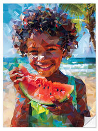 Naklejka na ścianę Watermelon on beach day