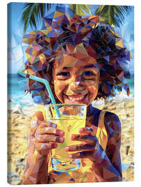 Canvas print Girl with Lemonade on the Beach