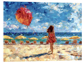 Cuadro de metacrilato Girl with a balloon on the beach