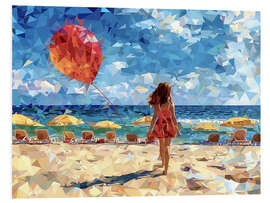 Foam board print Girl with a balloon on the beach