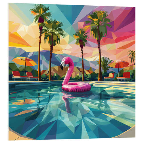 Foam board print Pink flamingo in the swimming pool