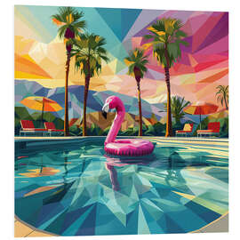 Foam board print Pink flamingo in the swimming pool