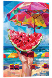 Akrylbilde Watermelon on the beach - Maria Tuzhilkina