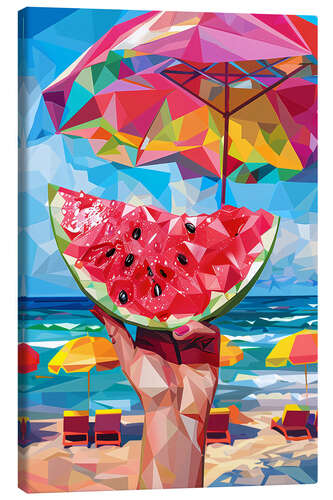 Canvas print Watermelon on the beach