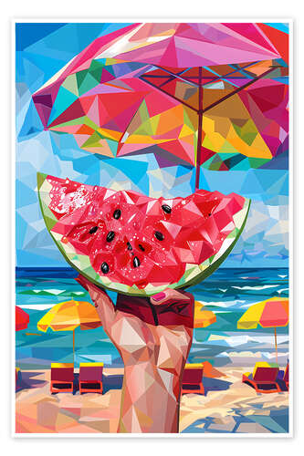 Póster Watermelon on the beach