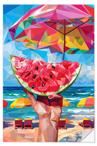 Naklejka na ścianę Watermelon on the beach