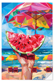 Naklejka na ścianę Watermelon on the beach - Maria Tuzhilkina