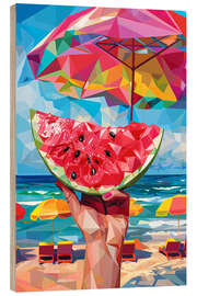 Trätavla Watermelon on the beach - Maria Tuzhilkina