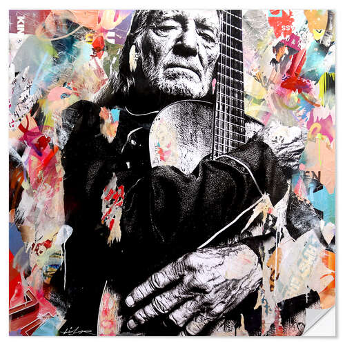 Sticker mural Willie Nelson