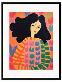 Gerahmter Kunstdruck Blumen-Frau