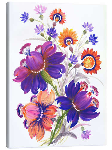 Obraz na płótnie Vibrant Floral Fantasy: Purple and Orange Blooms