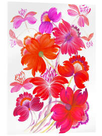 Tableau en verre acrylique Bouquet of bright red flowers