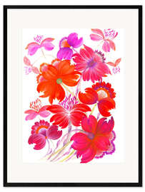 Inramat konsttryck Bouquet of bright red flowers