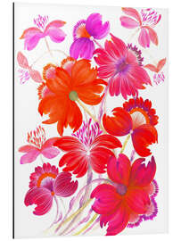 Magnettafel Strauß leuchtender roter Blumen