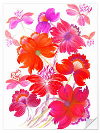 Selvklæbende plakat Bouquet of bright red flowers