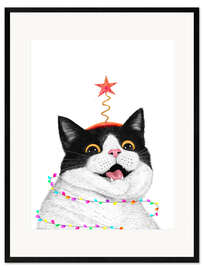 Gerahmter Kunstdruck Weihnachtskatze