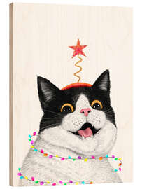 Print på træ Christmas cat - Valeriya Korenkova