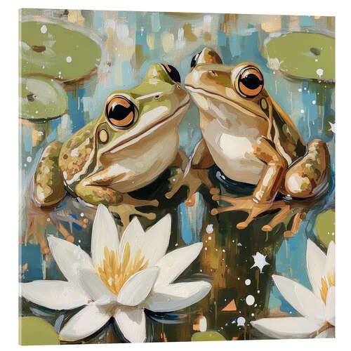 Tableau en verre acrylique Two Frogs, One Heart