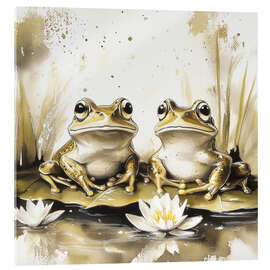 Stampa su vetro acrilico Romantic Frogs
