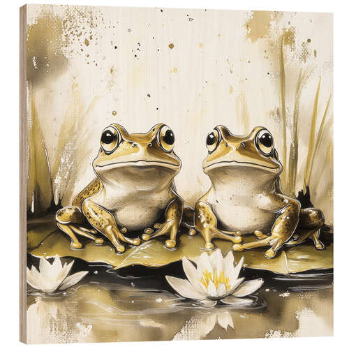 Cuadro de madera Romantic Frogs