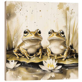 Cuadro de madera Romantic Frogs
