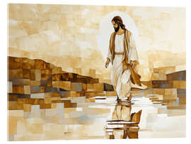 Acrylic print Jesus walking on lake
