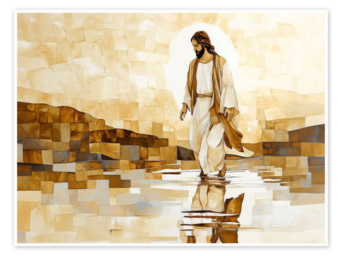 Poster Jesus walking on lake