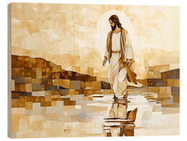 Puutaulu Jesus walking on lake