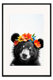 Gerahmter Kunstdruck Floraler Baby Bär