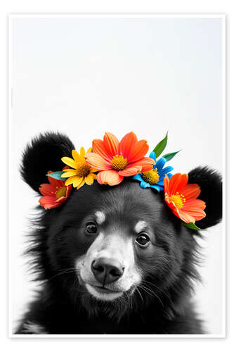 Poster Floral Baby Bear