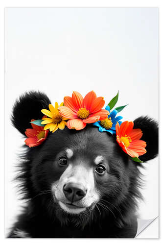 Sisustustarra Floral Baby Bear