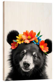 Puutaulu Floral Baby Bear