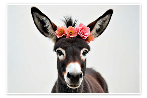 Poster Floral baby Donkey