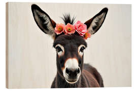 Trätavla Floral baby Donkey - nobelart