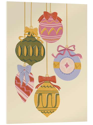 Tableau en verre acrylique Vintage Christmas Ornaments with Bows