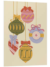 Hartschaumbild Vintage Weihnachtsschmuck mit Schleifen