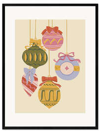 Gerahmter Kunstdruck Vintage Weihnachtsschmuck mit Schleifen