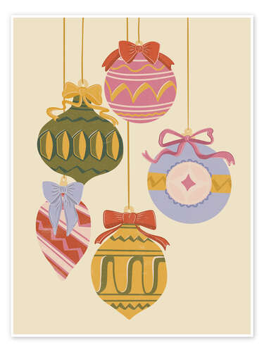 Poster Vintage Christmas Ornaments with Bows