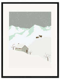 Gerahmter Kunstdruck Verschneite Nacht